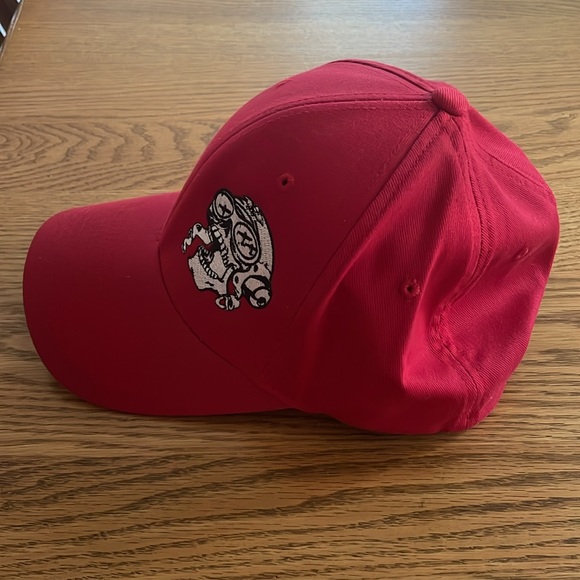 Flex fit adult baseball style hat/cap L-XL-NEW red w/skull embroidered artwork - Picture 2 of 12